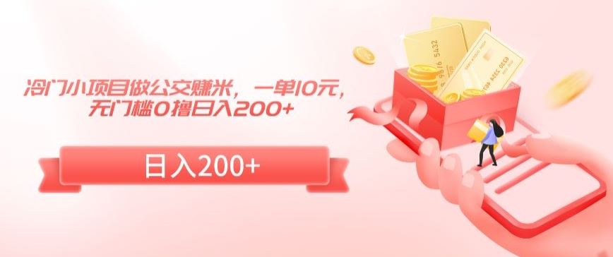 冷门小项目做公交赚米，一单10元，无门槛0撸日入200+【揭秘】-唐人网创