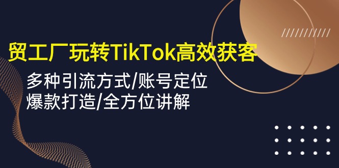 （10302期）外贸工厂玩转TikTok高效获客，多种引流方式/账号定位/爆款打造/全方位讲解-唐人网创