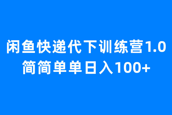 闲鱼快递代下训练营1.0，简简单单日入100+-唐人网创