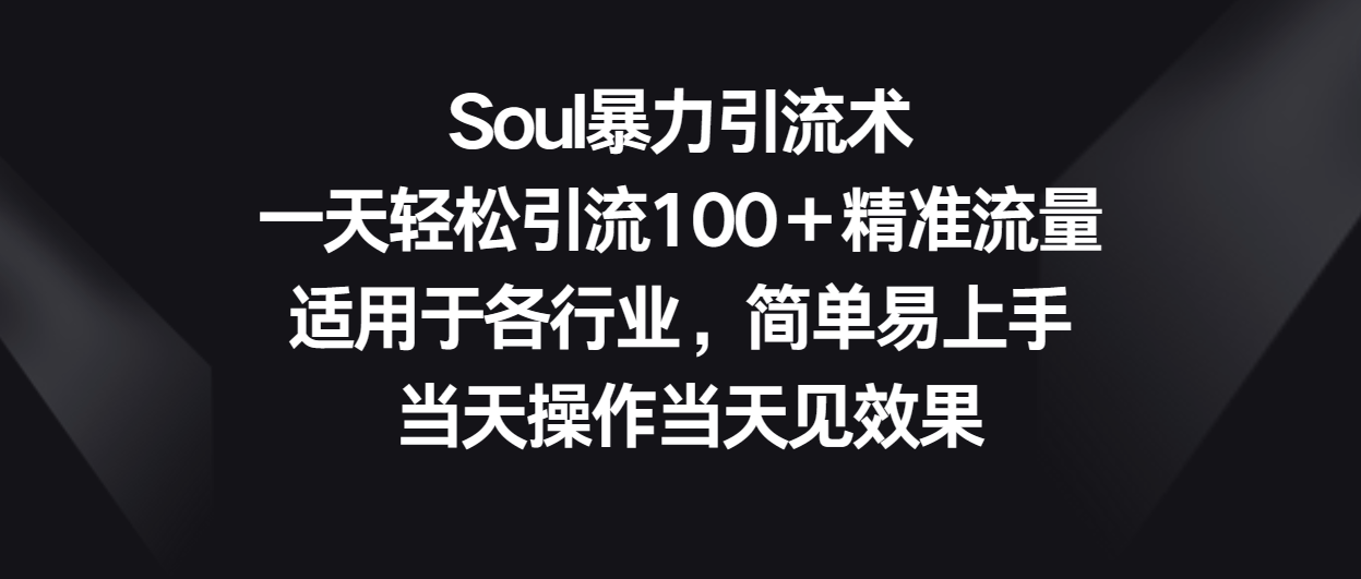 Soul暴力引流术，一天轻松引流100＋精准流量，适用于各行业，简单易上手！-唐人网创