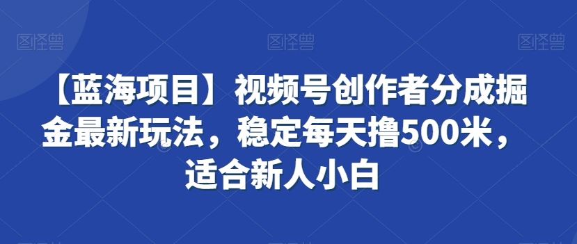 视频号创作者分成掘金最新玩法，稳定每天撸500米，适合新人小白-唐人网创