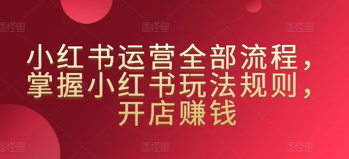 小红书运营全部流程，掌握小红书玩法规则，开店赚钱-唐人网创