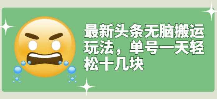 最新头条无脑搬运玩法，单号一天轻松十几块【视频教程+搬运软件】￼-唐人网创