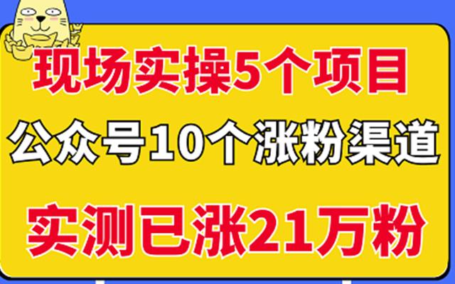 现场实操5个公众号项目，10个涨粉渠道，实测已涨21万粉！￼-唐人网创