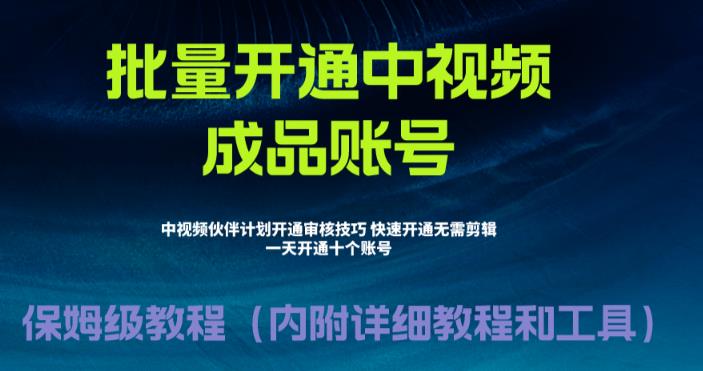 外面收费1980暴力开通中视频计划教程，附 快速通过中视频伙伴计划的办法-唐人网创