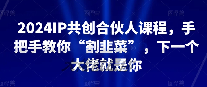 2024IP共创合伙人课程，手把手教你“割韭菜”，下一个大佬就是你-唐人网创