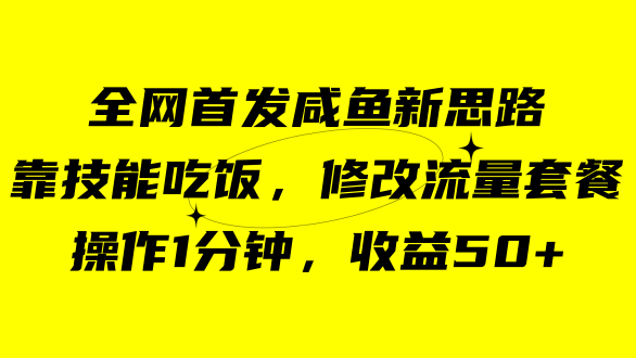咸鱼冷门新玩法，靠“技能吃饭”，修改流量套餐，操作1分钟，收益50+-唐人网创
