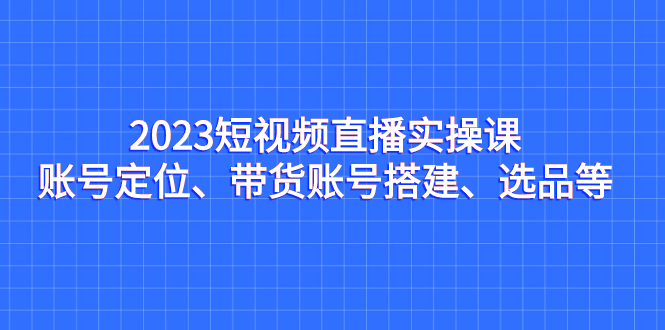 2023短视频直播实操课，账号定位、带货账号搭建、选品等-唐人网创
