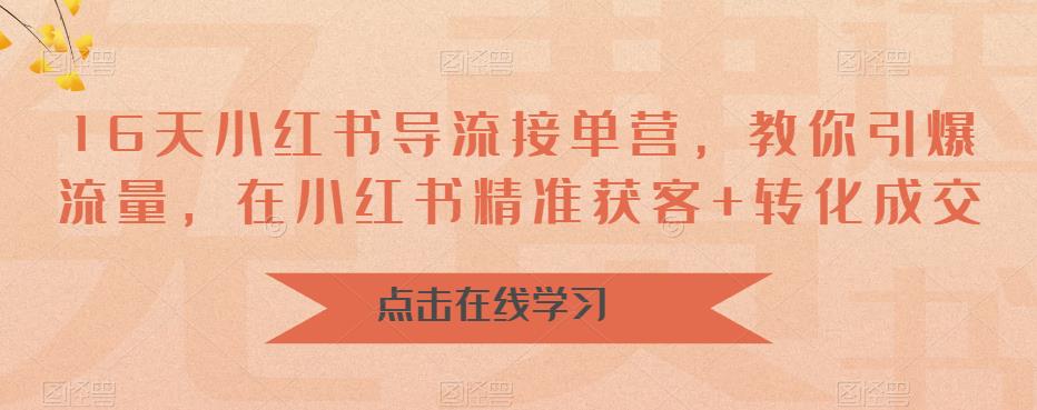 16天-小红书 导流接单营，教你引爆流量，在小红书精准获客+转化成交-唐人网创