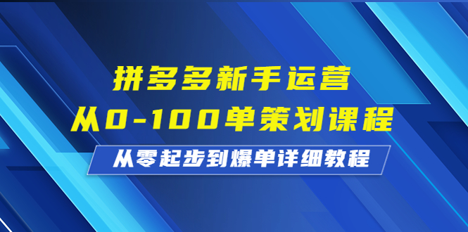 拼多多新手运营从0-100单策划课程，从零起步到爆单详细教程-唐人网创