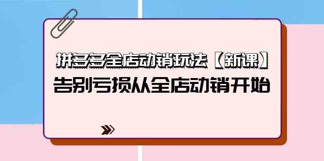 拼多多全店动销玩法【新课】，告别亏损从全店动销开始（4节视频课）-唐人网创
