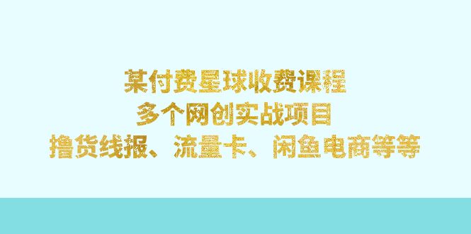 某付费星球课程：多个网创实战项目，撸货线报、流量卡、闲鱼电商等等-唐人网创