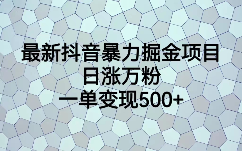 最新抖音暴力掘金项目，日涨万粉，一单变现500+-唐人网创
