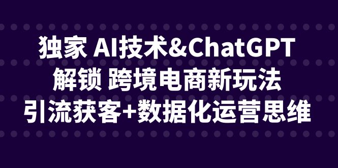 独家 AI技术&ChatGPT解锁 跨境电商新玩法，引流获客+数据化运营思维-唐人网创