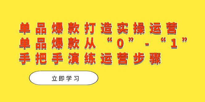单品爆款打造实操运营，单品爆款从“0”-“1”手把手演练运营步骤-唐人网创