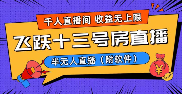 爆火飞跃十三号房半无人直播，一场直播上千人，日入过万！（附软件）-唐人网创