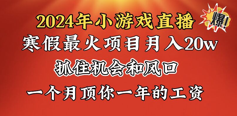 2024年寒假爆火项目，小游戏直播月入20w+，学会了之后你将翻身-唐人网创
