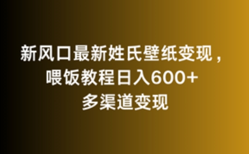 新风口最新姓氏壁纸变现，喂饭教程日入600+-唐人网创