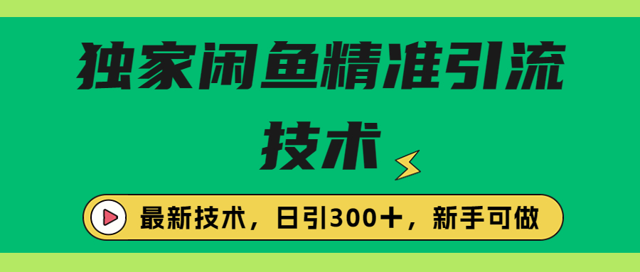 独家闲鱼引流技术，日引300＋实战玩法-唐人网创