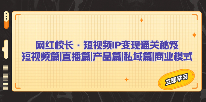 网红校长·短视频IP变现通关秘笈：短视频篇+直播篇+产品篇+私域篇+商业模式-唐人网创