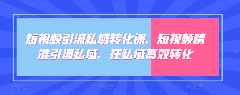 短视频引流私域转化课，短视频精准引流私域，在私域高效转化-唐人网创