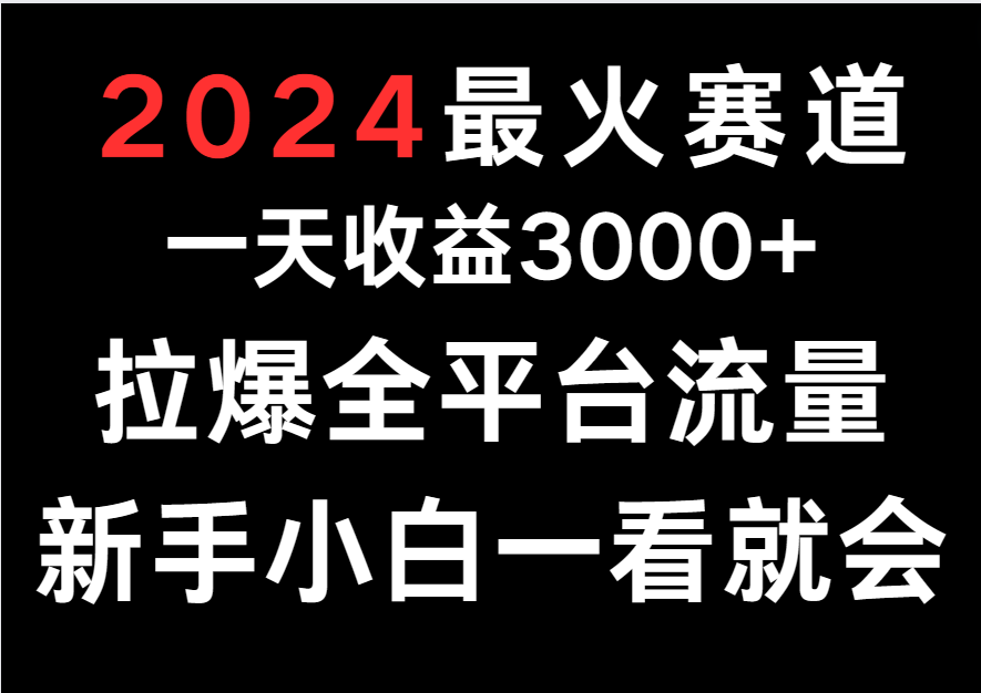 2024最火赛道，一天收一3000+.拉爆全平台流量，新手小白一看就会-唐人网创