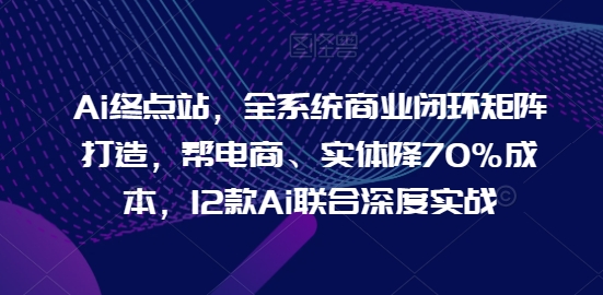 Ai终点站，全系统商业闭环矩阵打造，帮电商、实体降70%成本，12款Ai联合深度实战-唐人网创