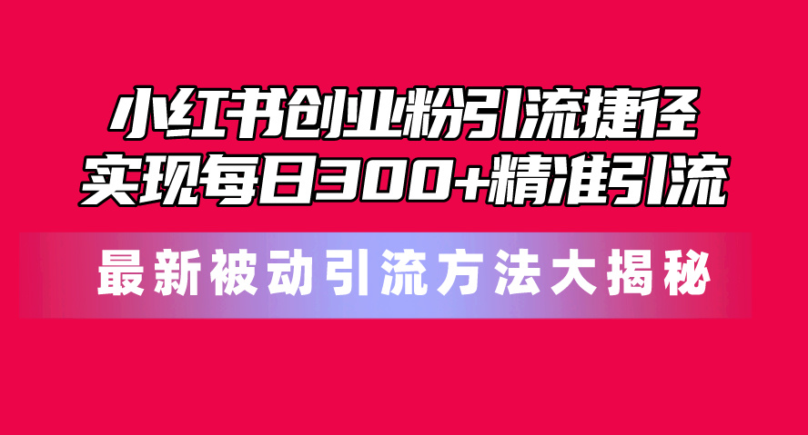 （10692期）小红书创业粉引流捷径！最新被动引流方法大揭秘，实现每日300+精准引流-唐人网创