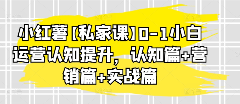 小红薯【私家课】0-1小白运营认知提升，认知篇+营销篇+实战篇-唐人网创
