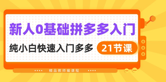 新人0基础拼多多入门，纯小白快速入门多多（21节课）-唐人网创