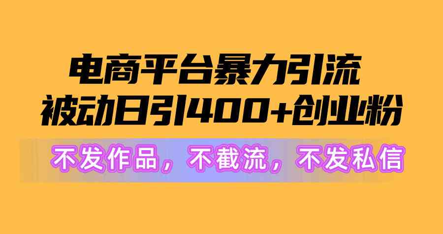 （10168期）电商平台暴力引流,被动日引400+创业粉不发作品，不截流，不发私信-唐人网创