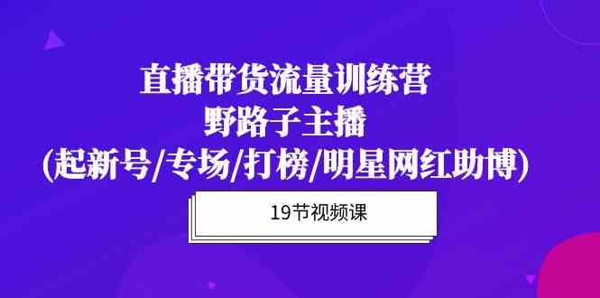 （10016期）直播带货流量特训营，野路子主播(起新号/专场/打榜/明星网红助博)19节课-唐人网创