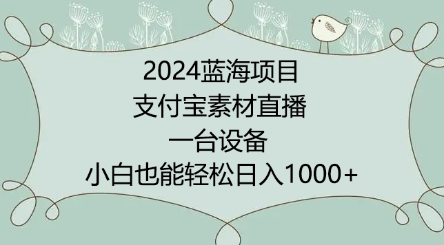 2024年蓝海项目，支付宝素材直播，无需出境，小白也能日入1000+ ，实操教程-唐人网创