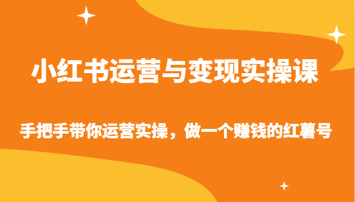 小红书运营与变现实操课-手把手带你运营实操，做一个赚钱的红薯号-唐人网创