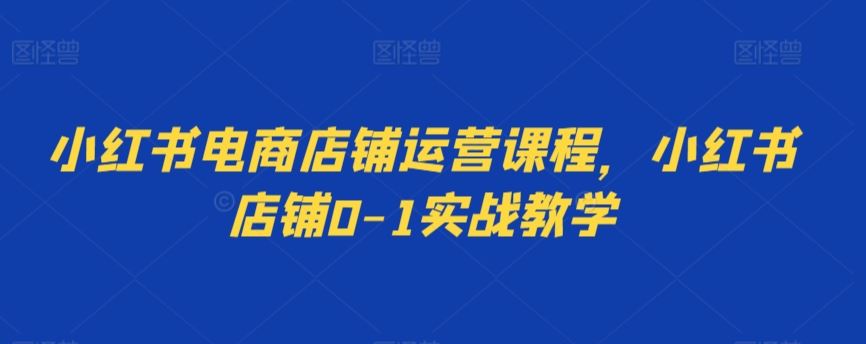 小红书电商店铺运营课程，小红书店铺0-1实战教学-唐人网创