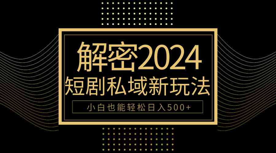 （9951期）10分钟教会你2024玩转短剧私域变现，小白也能轻松日入500+-唐人网创