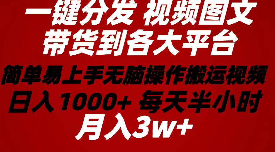 （10667期）2024年 一键分发带货图文视频  简单易上手 无脑赚收益 每天半小时日入1…-唐人网创