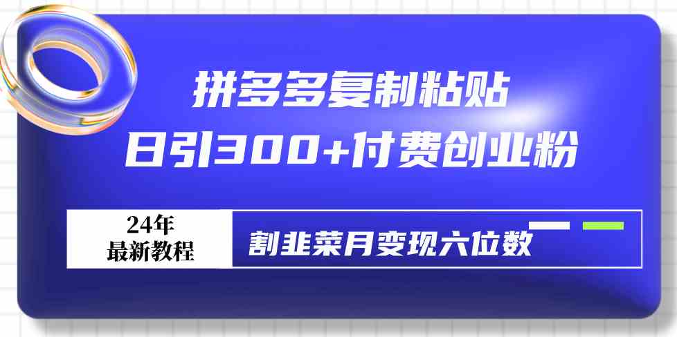 （9129期）拼多多复制粘贴日引300+付费创业粉，割韭菜月变现六位数最新教程！-唐人网创
