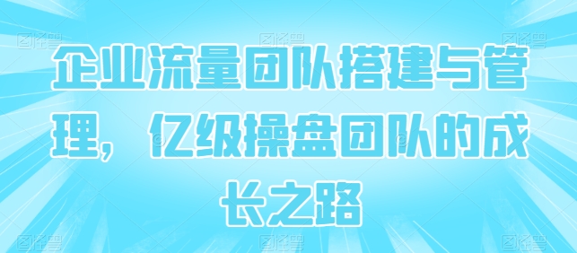 企业流量团队搭建与管理，亿级操盘团队的成长之路-唐人网创