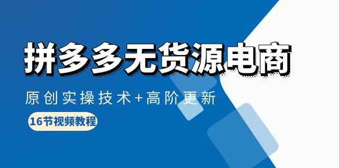 （10015期）拼多多无货源电商，原创实操技术+高阶更新（16节视频教程）-唐人网创