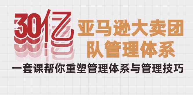 （10178期）30亿-亚马逊大卖团队管理体系，一套课帮你重塑管理体系与管理技巧-唐人网创