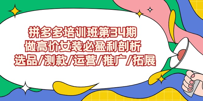 拼多多培训班第34期：做高价女装必盈利剖析 选品/测款/运营/推广/拓展-唐人网创