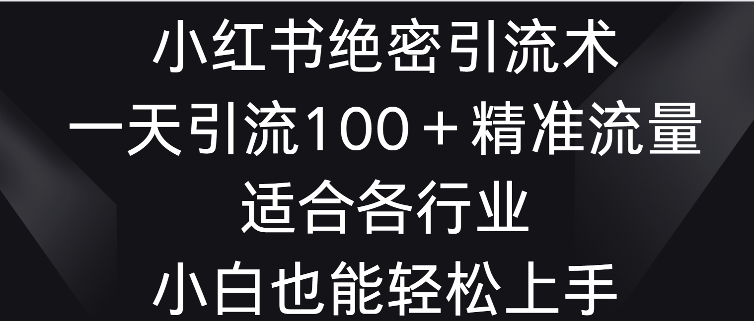 小红书绝密引流术，一天引流100＋精准流量，适合各个行业，小白也能轻松上手-唐人网创