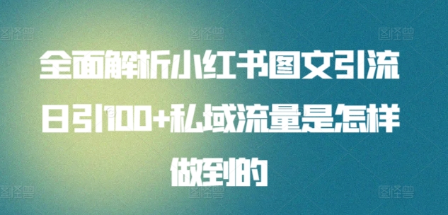 全面解析小红书图文引流日引100+私域流量是怎样做到的-唐人网创