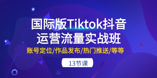 （10712期）国际版Tiktok抖音运营流量实战班：账号定位/作品发布/热门推送/等等-13节-唐人网创