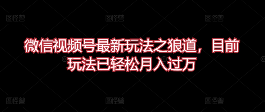 微信视频号最新玩法之狼道，目前玩法已轻松月入过万-唐人网创