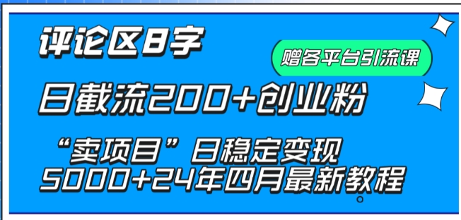 抖音评论区8字日截流200+创业粉 “卖项目”日稳定变现5000+-唐人网创