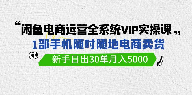 闲鱼电商运营全系统VIP实战课，1部手机随时随地卖货，新手日出30单月入5000-唐人网创