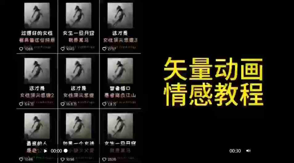 （9334期）矢量动画情感教程：高点赞涨粉，适合情感、思维、创业教育等赛道-唐人网创