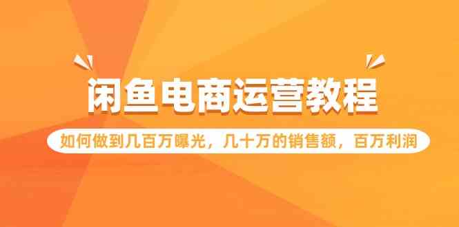 （9560期）闲鱼电商运营教程：如何做到几百万曝光，几十万的销售额，百万利润.-唐人网创
